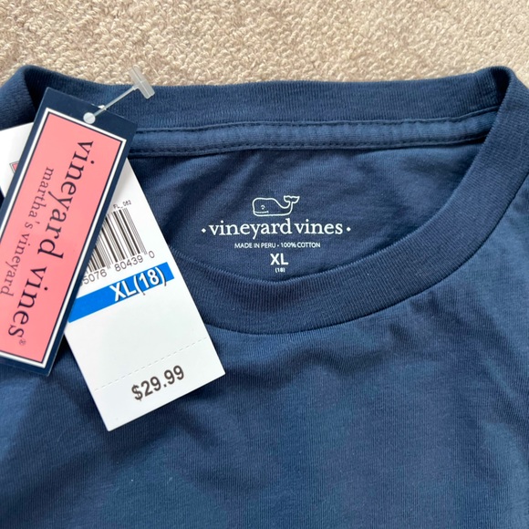 NWT Vineyard Vines Blue Long Sleeve Happy Holidays Size Kids XL - Picture 3 of 3